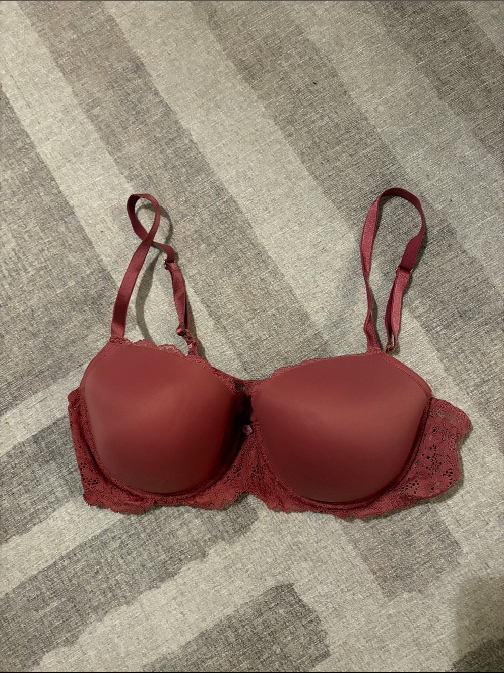 Victoria's Secret Burgundy Lace-Trim Push-Up Bra